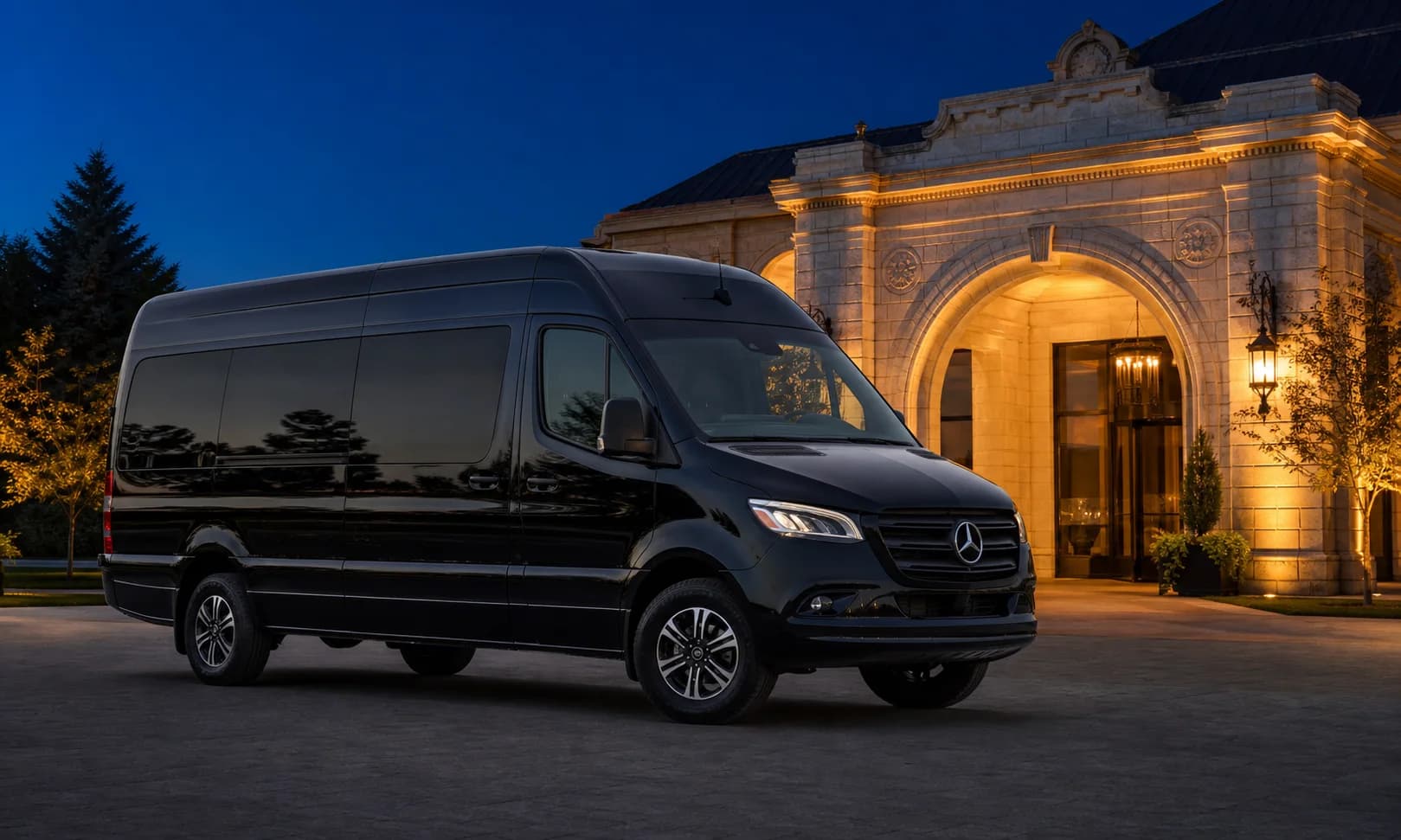 Representative image of a Mercedes Sprinter private transportation vehicle